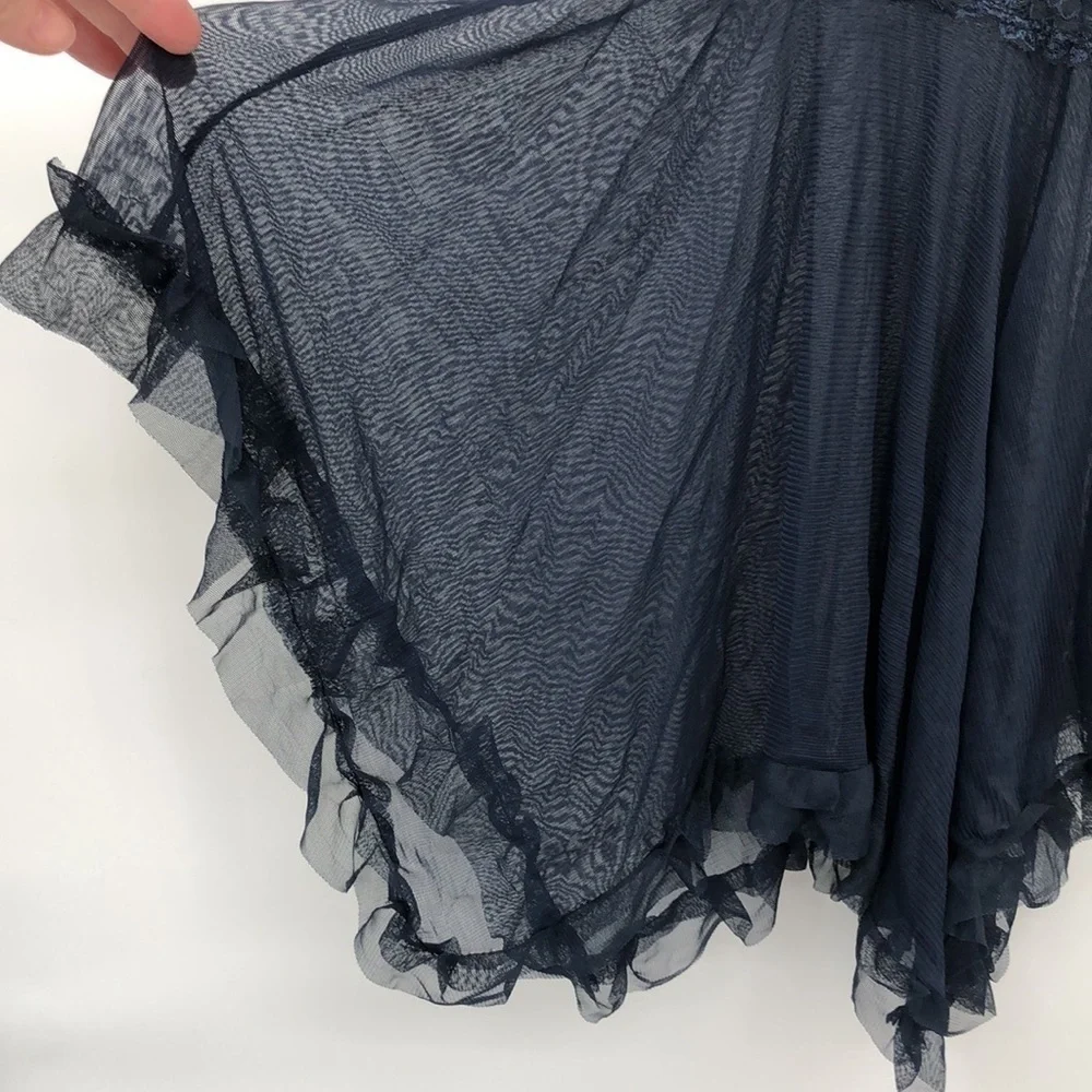 3/$25 Handkerchief Style Babydoll Chemise with Thong Dark Blue and Black Size M